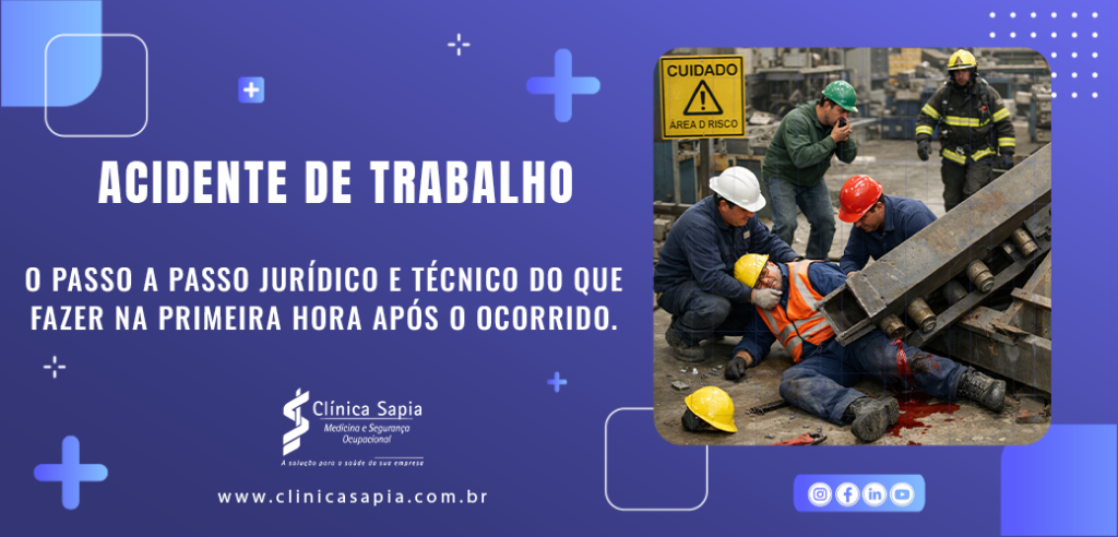 ACIDENTE DE TRABALHO: O PASSO A PASSO JURÍDICO E TÉCNICO DO QUE FAZER NA PRIMEIRA HORA APÓS O OCORRIDO.